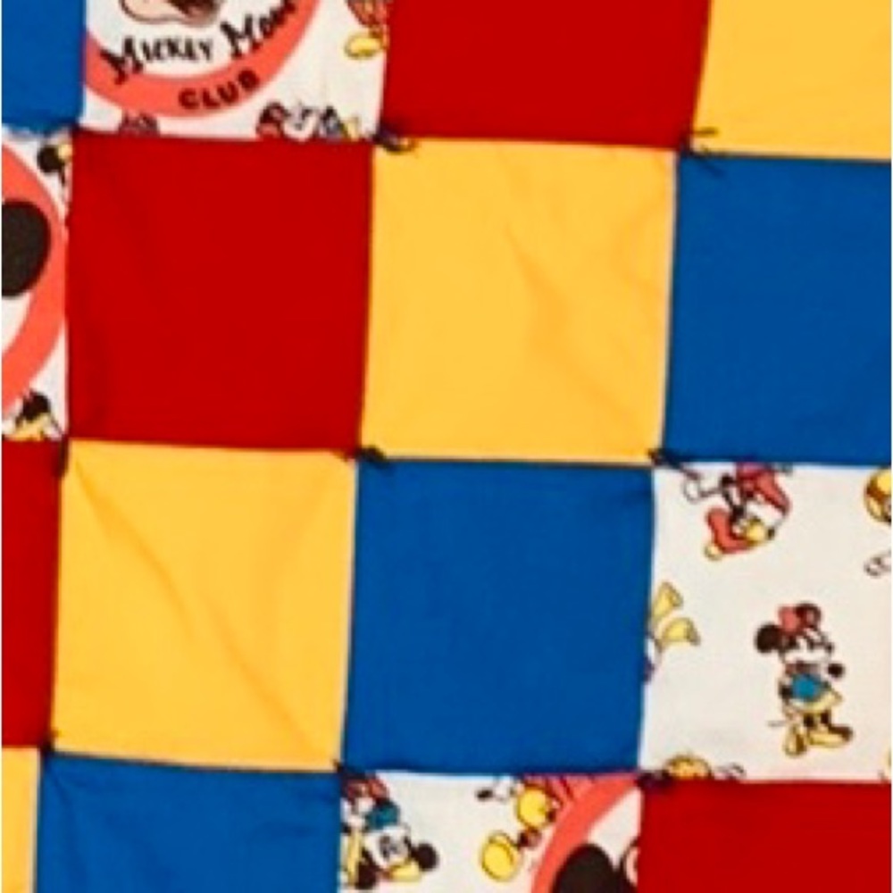 Vintage Handmade Patchwork Mickey Mouse Disney Baby Blanket - Picture 10 of 10